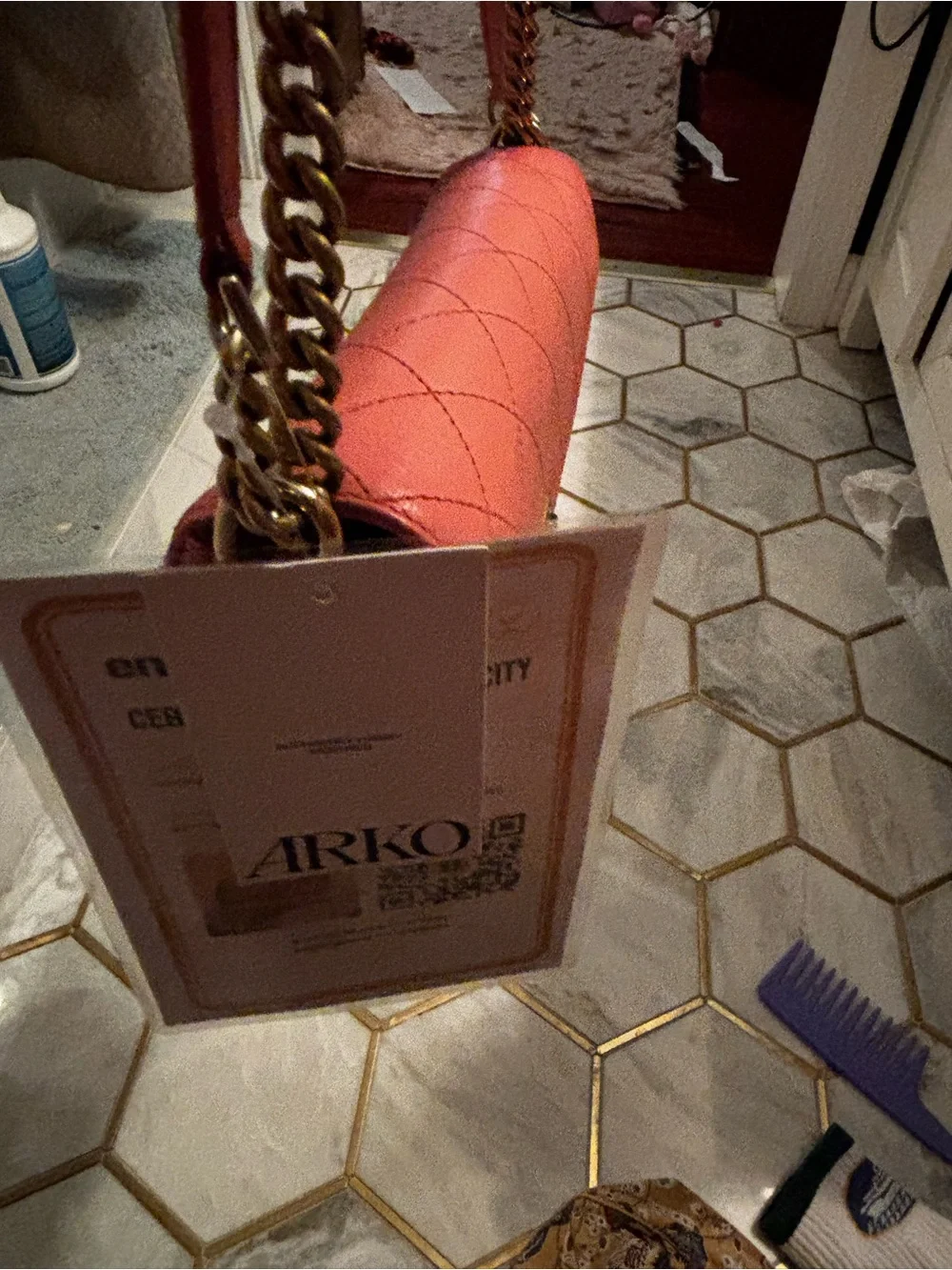 Authentic CHANEL Quilted Leather Clutch in Rose Pink with Gold-Tone CC Lock